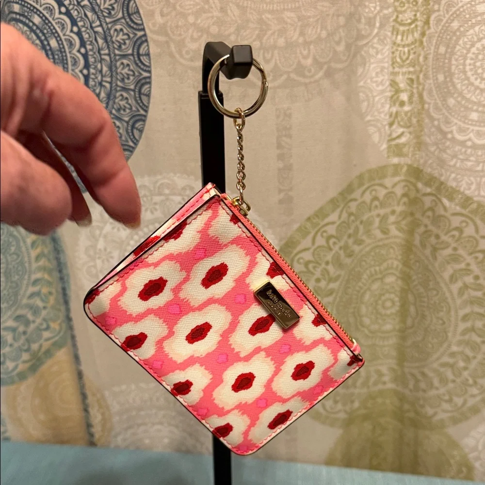 Kate Spade Pink and Red Floral Keychain Wallet - Picture 3 of 4